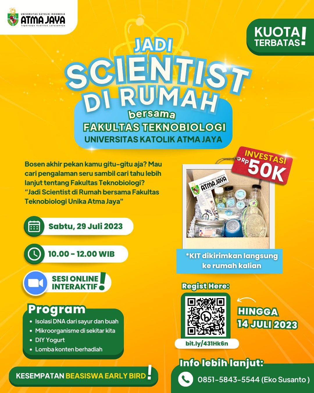 Jadi Scientist di Rumah bersama Fakultas Teknobiologi